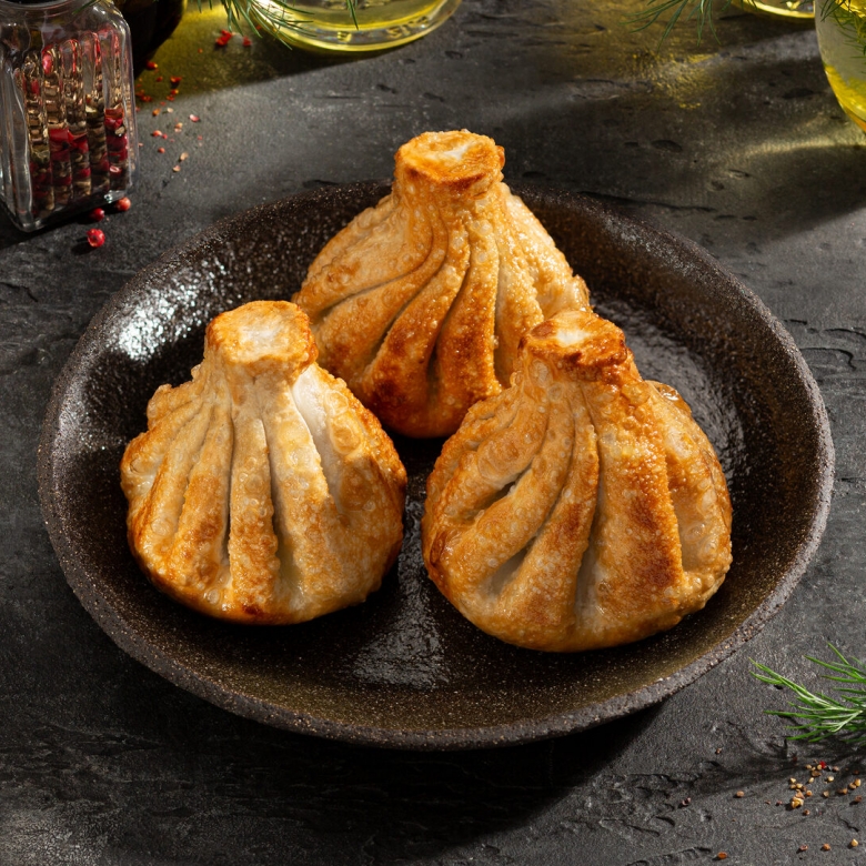 Жареные хинкали с бараниной и зеленью 3 шт