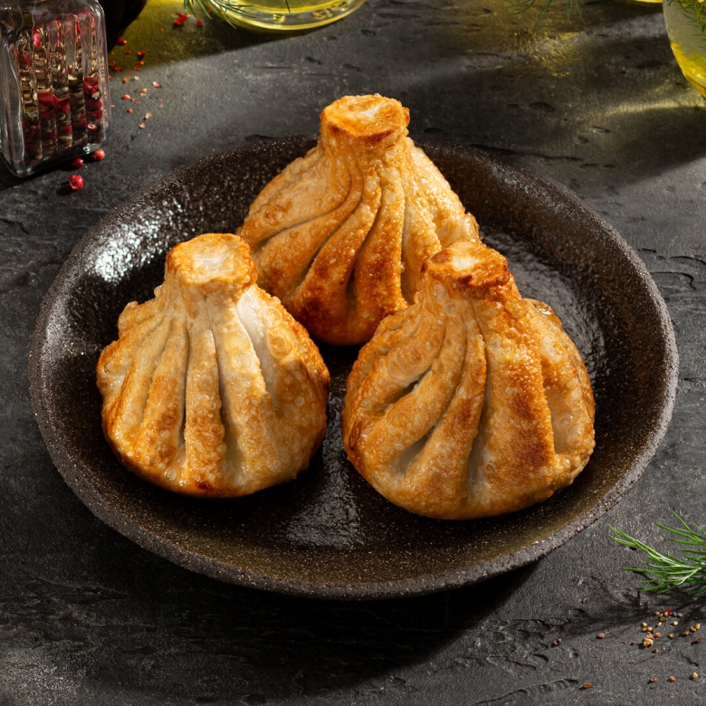 Жареные хинкали с говядиной и свининой 3 шт